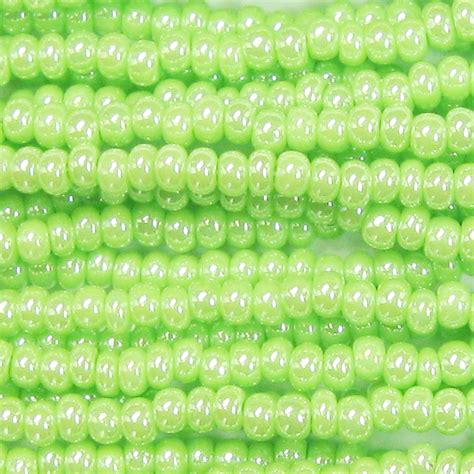 11 0 Czech Seed Bead Opaque Light Green Luster Garden Of Beadin