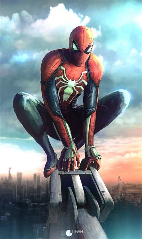 A Spider Man Standing On Top Of A Building