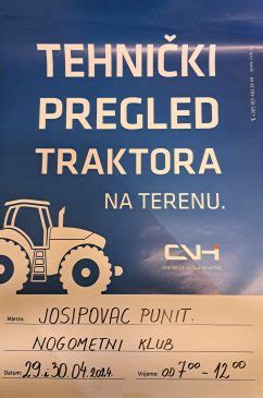 OBAVIJEST RASPORED TEHNIČKIH PREGLEDA TRAKTORA NA TERENU 2024