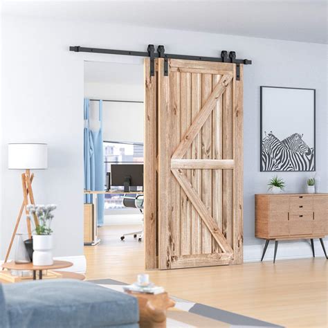 WINSOON 6FT Single Rail Bypass Barn Door Hardware Double Doors Kit