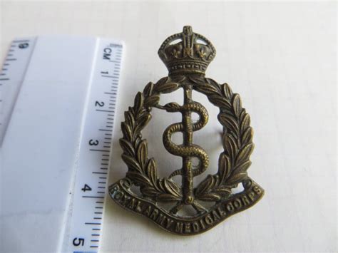 British Royal Army Medical Corps Officers Cap Badge Bronze Lugged