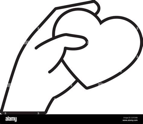 Hand Holding A Heart Icon Over White Background Line Style Vector