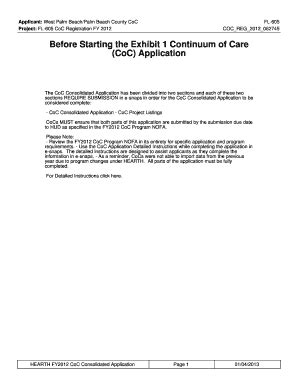 Fillable Online Before Starting The Exhibit Continuum Of Care Coc