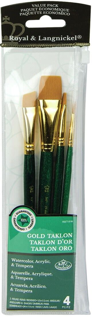 Royal Langnickel Gold Taklon Value Pack Brush Set 4 Pkg Michaels