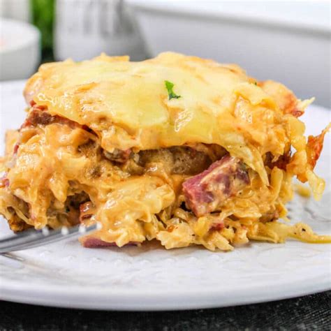 Leftover Corned Beef Casserole with Noodles - Easy Reuben Bake