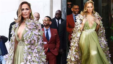 Jennifer Lopez Steals The Spotlight In Floral Cape During Paris Fashion