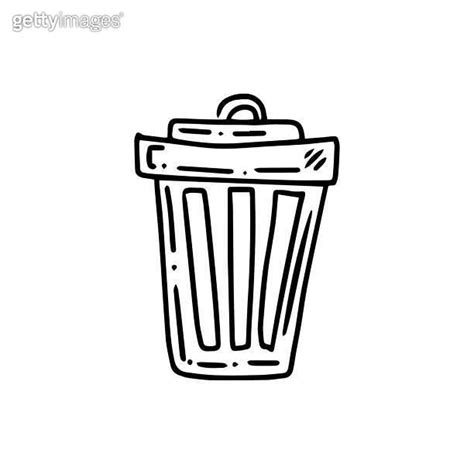 Monochrome Doodle Trash Container Segregate Waste Sorting Garbage