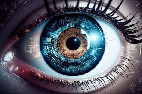 Primer plano del ojo humano con código binario digital ia generativa