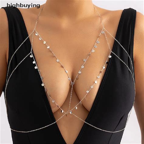 Hbmy Sequined Tassel Beach Bikini Chest Chain Women Simple Street