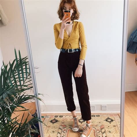 Gorgeous Deep Maroon High Waisted Cord Trousers Almost With Depop Retro Outfits Cool Outfits