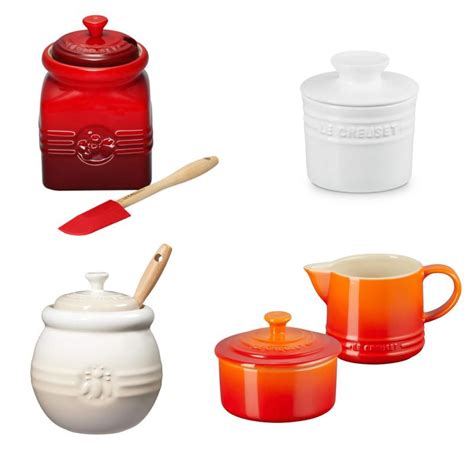 Kit le creuset conjunto creme e açúcar laranja potes de geléia