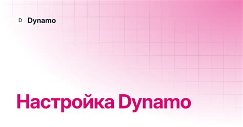 Настройка Dynamo | Dynamo