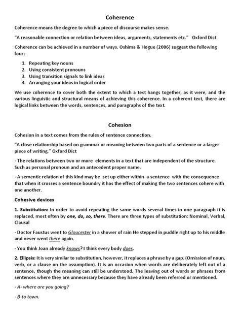 Coherence and Cohesion | PDF | Sentence (Linguistics) | Pronoun