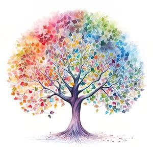 Colorful Mystical Old Tree Clipart Intricate Tree Design In Watercolor