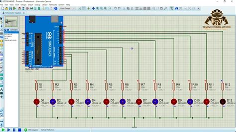 Arduino Led Blinking In Pattern Proteus Simulation Team Robolution