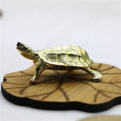 Statue Deco Figurines De Tortue Feng Shui En Laiton Vintage Accessoire