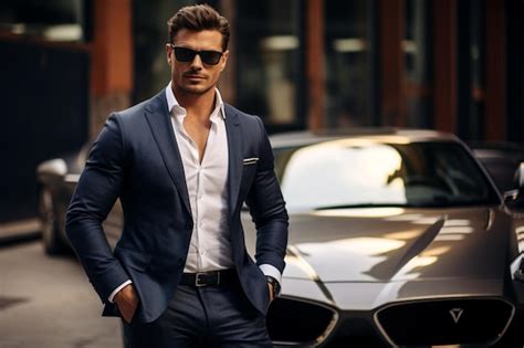 Premium AI Image | Successful male businessman next to an expensive ...