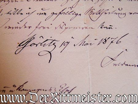 PRUSSIA AUTOGRAPHED LETTER GENERALFELDMARSCHALL KARL FRIEDRICH Von