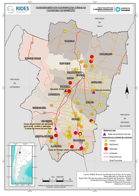 Localización de productores apícolas RIDES Mapa Tematico Tucuman