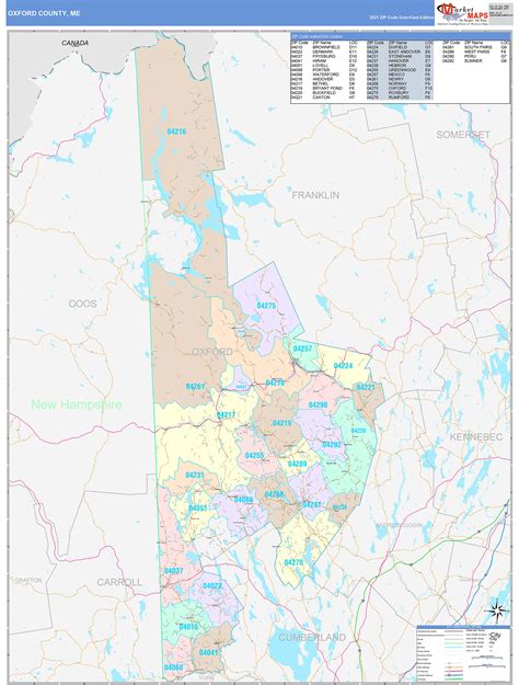 Oxford County Me Wall Map Color Cast Style By Marketmaps