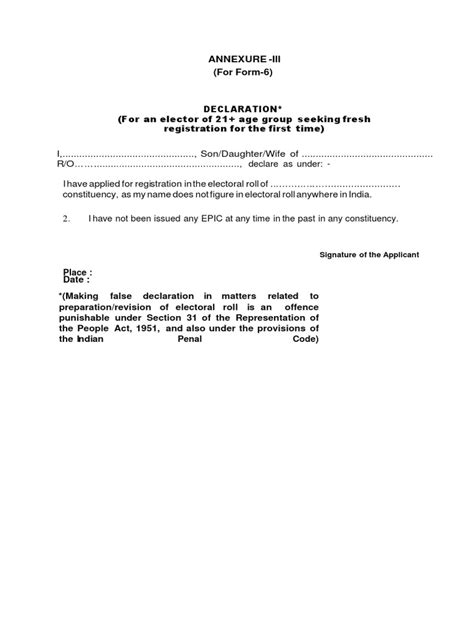 Age Declaration Form Blank Editable Pdf