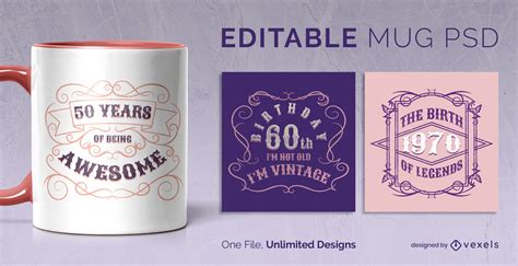 Vintage Letterings Scalable Mug Design Template Psd Editable Template