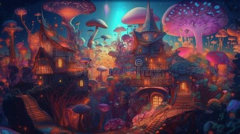 Abstract Fantasy World Colorful Background Wallpaper Ai Generated Stock