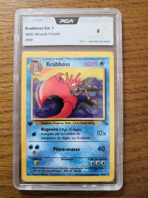 CARTE POKÉMON KRABBOSS 1ère Edition Wizards Fossile 38 62 PCA 8 NM