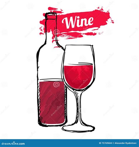 Red Wine Hand Drawn Vector Illustration Stock Vector Illustration Of