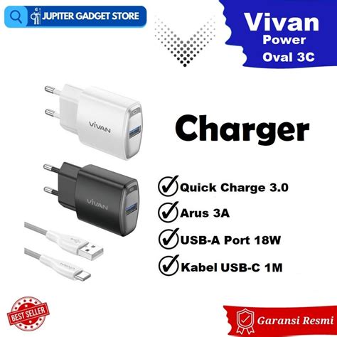 Jual Charger Vivan Power Oval C With Kabel Usb To Type C M W