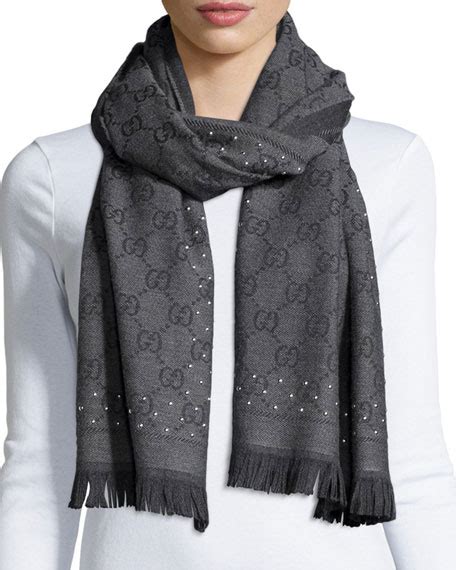 Gucci Studded Gg Jacquard Scarf Neiman Marcus