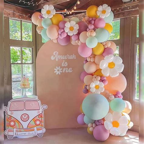 Kit De Arco Garla nd De Globos De Margarita Macarrón Púrpura Verde Nude Amarillo Decoraciones