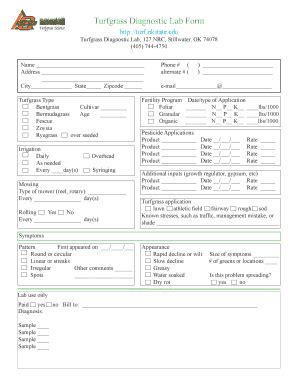 Fillable Online Turfgrass Diagnostic Lab Form Fax Email Print PdfFiller