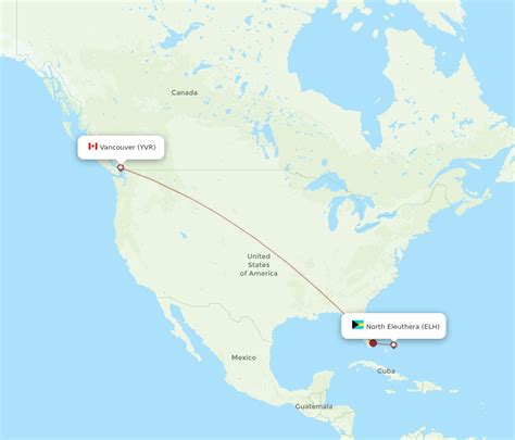 All Flight Routes From Vancouver To North Eleuthera Yvr To Elh