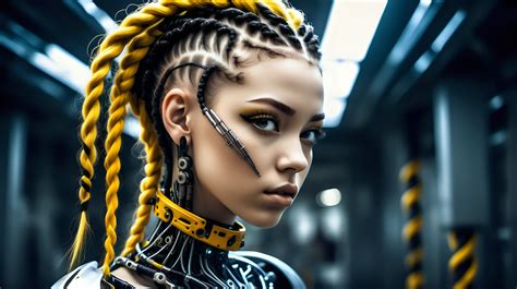 Futuristic Beauty Stunning Yearold European Cyborg With Wild Yellow