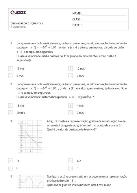 Segundas Derivadas De Funções Trigonométricas Imprimível 11ª Série