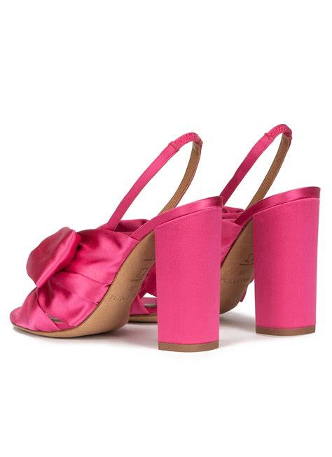 Sandalias De Tac N Alto Ancho En Raso Fucsia Pura Lopez