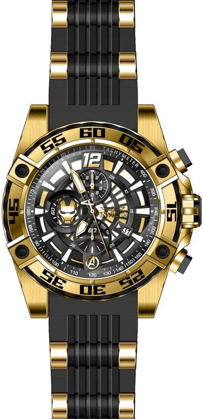 Invicta Mens Watch Marvel Tony Stark Limited Edition Black Gold Chrono