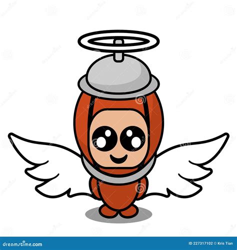 Angel Red Hot Chili Pepper Humanized Emotional Flat Cartoon Character With Wings And Halo