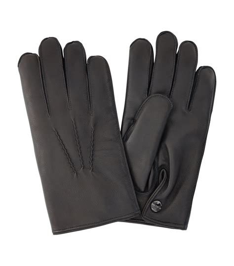 Black Leather/Fur Nappa Gloves - Huntsman