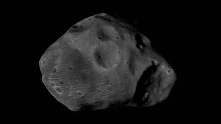 ESA - The giant Stickney crater on Phobos is clearly visible on this ...