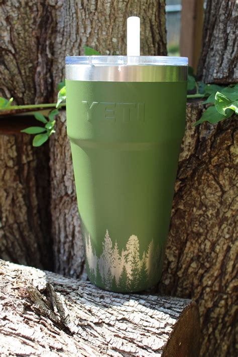 Custom Engraved Yeti 26oz Tumbler W/ Straw and Lid 360 Forest - Etsy