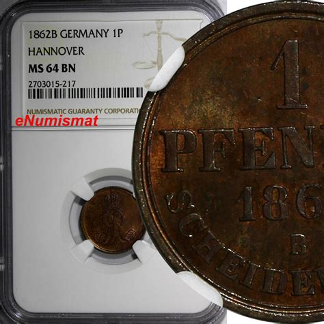 Germany Pfennig German States Hannover Georg V Copper B Ngc Ms