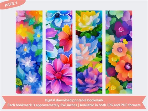 20 Watercolor Floral Bookmarks Printable Bookmark Designs Bookmark ...