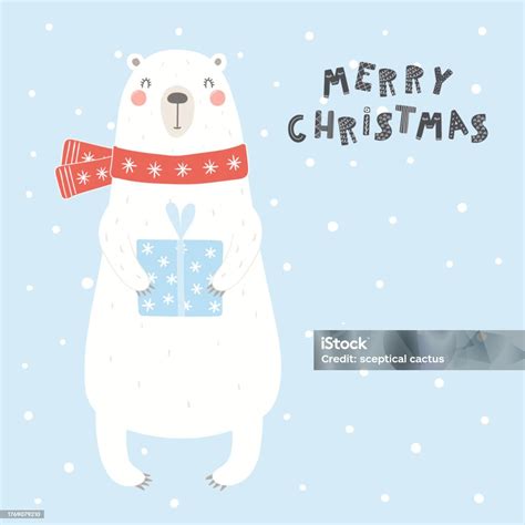 Cute Polar Bear Christmas Card Stock Illustration Download Image Now