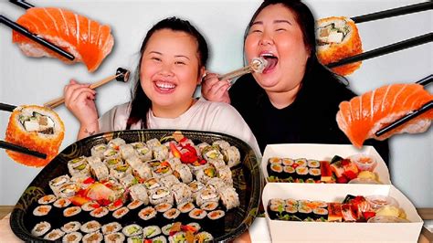 Sushi Mukbang Spicy Tuna Roll Salmon Nigiri Sushi Platter