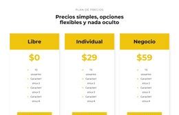 Tabla De Precios Limpia Plantilla Html