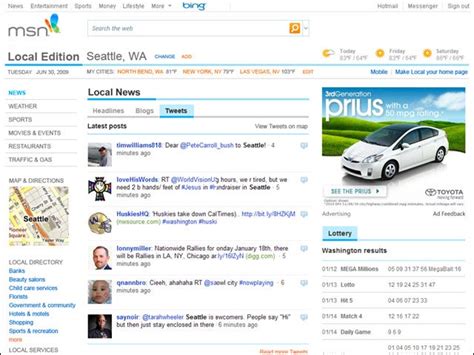 microsoft msn homepage redesigned  easy facebook twitter access
