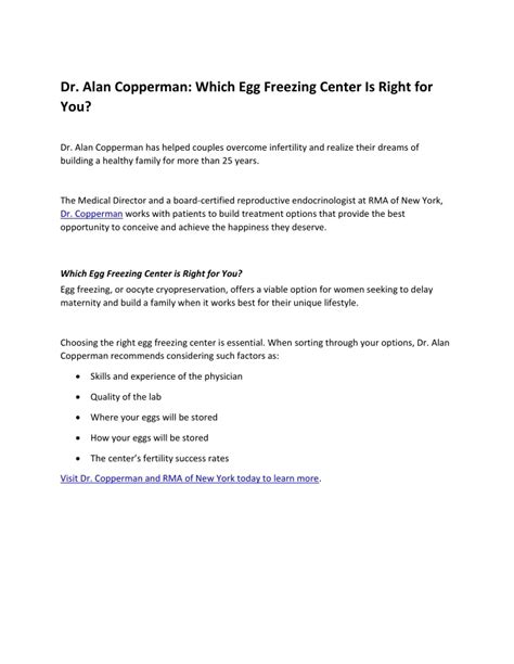 Ppt Dr Alan Copperman Which Egg Freezing Center Is Right For You