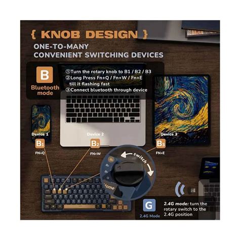 Royal Kludge Rk H Tri Mode Rgb Hot Swap Sky Cyan Linear Star Night Mechanical Gaming